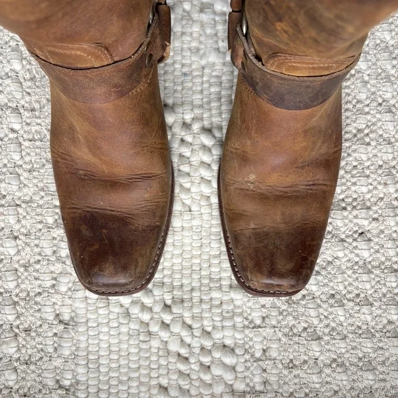 frye harness 12R tan brown distressed leather biker moto boots sz 11 - Picture 9 of 14